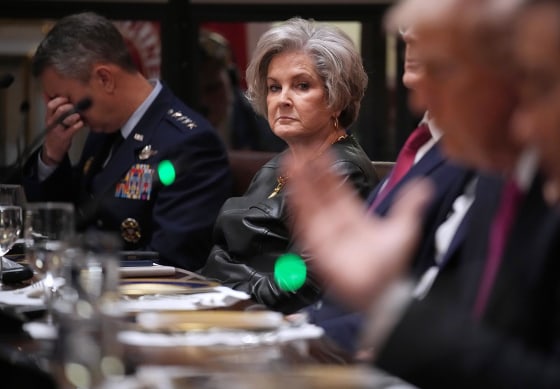 White House Chief of Staff Susie Wiles looks on during a meeting at the White House on Oct. 17, 2025.