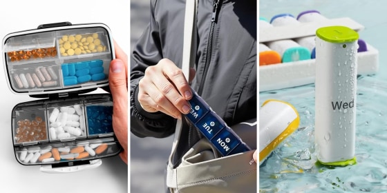 Travel pill cases with individual compartments for each day of the week can help you track whether or not you’ve taken your medication.