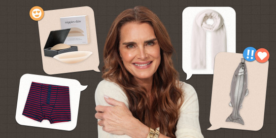 Brooke Shields’ all-time favorite things include Hemen Biarritz boxers, Nippies pasties, White & Warren cashmere wraps and Kikkerland flasks.
