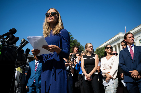 Annie Farmer speaks at the Capitol with other survivors of Jeffrey Epstein's sex trafficking ring on Sept. 3, 2025.