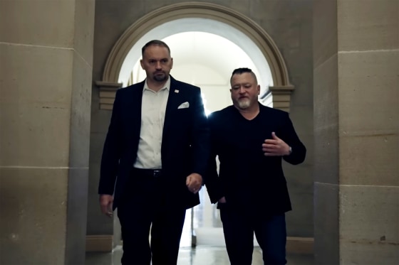 Luis Elizondo, the former director of the Advanced Aerospace Threat Identification Program, right, in 