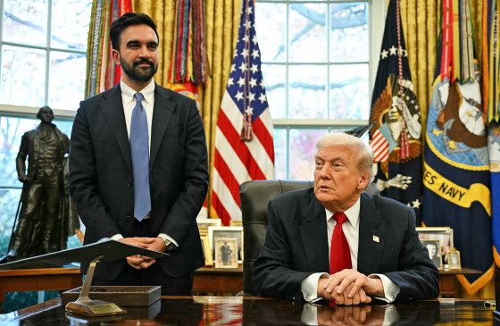 US President Donald Trump meets with New York Mayor-elect Zohran Mamdani in the Oval Office at the White House.
