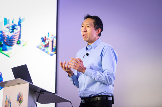 Andrew Ng delivers a keynote address at the AI Developer Conference in New York in mid-November.