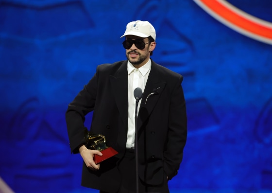 Bad Bunny accepts the album of the year award for “DeBÍ TiRAR MáS FOToS."