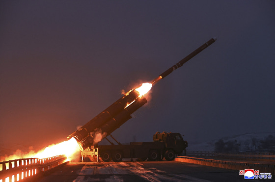 Image: ***BESTPIX*** TOPSHOT-NKOREA-MILITARY-MISSILE