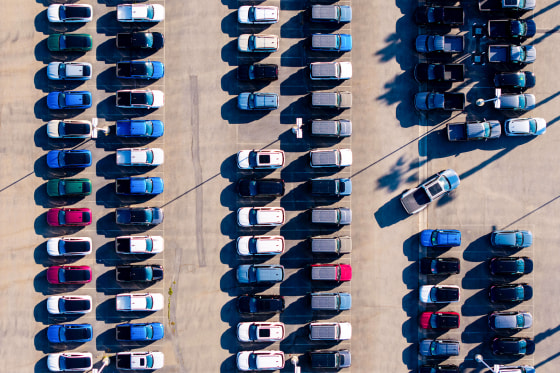 Ford car dealership birds-eye view.