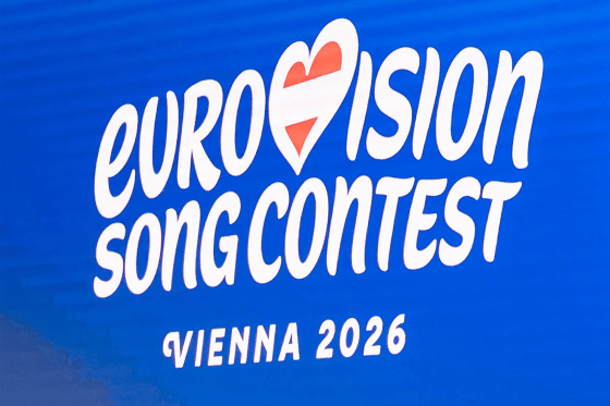 Eurovision Song Contest 2026 signage in Vienna, Austria.