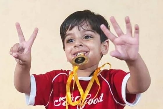 Sarwagya Singh Kushwaha, 3, is rated 1572 by the International Chess Federation.