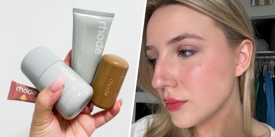 Aidan is wearing shade Piggy in the Pocket Blush.