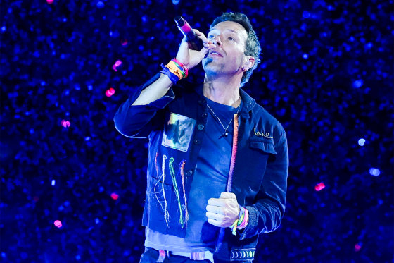 Image: Chris Martin of Coldplay performs on a stop of the band's Music of the Spheres world tour