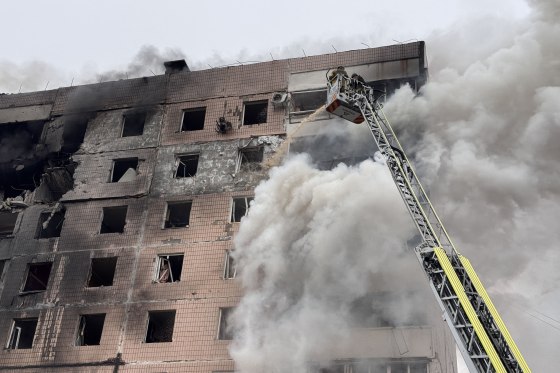 A Russian strike on an apartment in Zaporizhzhia