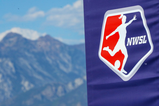 A NWSL logo sign