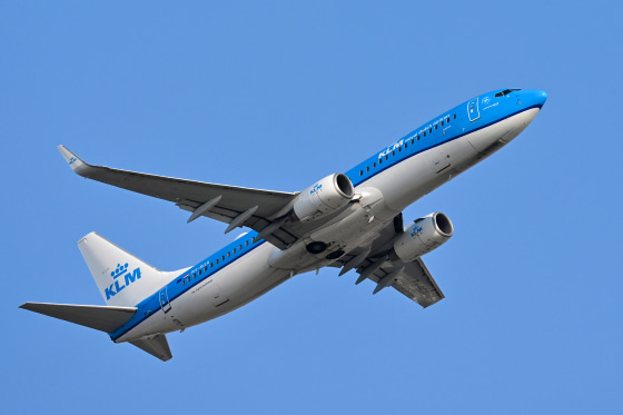 A view of a Boeing 737 KLM as it depart to Fiumicino airport