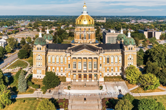 Iowa State Capitol, in Des Moines. The Iowa State Capitol houses the Senate