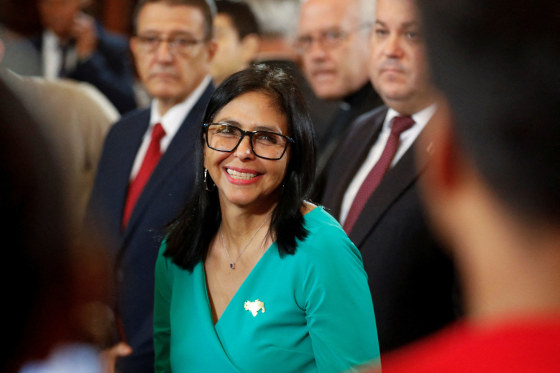 Vice President Delcy Rodriguez attends her swearing in ceremony as Venezuela’s interim president at the National Assembly in Caracas on Jan. 5, 2026. 