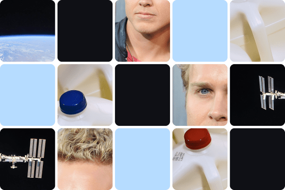 Images with clues to this weeks news quiz, including: a satellite, a man with light hair and eyes, and gallons of milk.