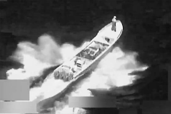 A video of a boat posted to X by the U.S. Southern Command
that shows a lethal kinetic strike on a vessel.