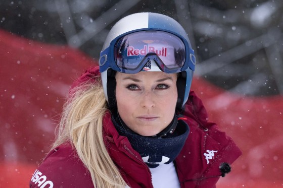 Lindsey Vonn inspects the course