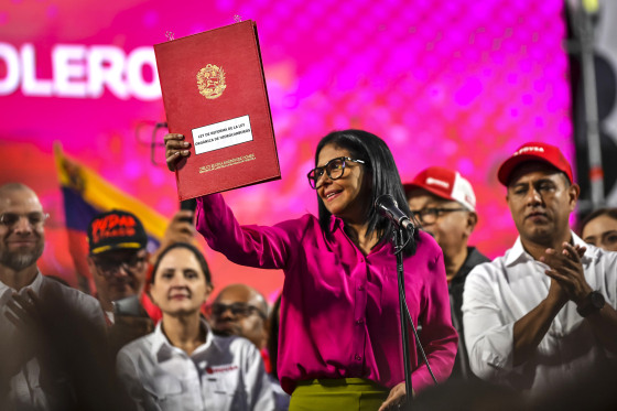 Image: Delcy Rodriguez Receives New Oil Reform From The National Assembly Of Venezuela