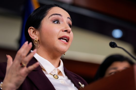 U.S. Rep. Delia Ramirez (D-IL) speaks at a press conference at the U.S. Capitol.