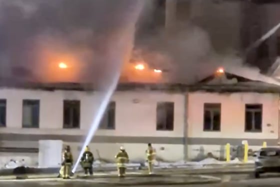 Firefighters at the scene of a fire at Lehigh Valley Hospital in Dickson City, Pa. on Wednesday.