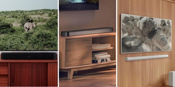 A soundbar has all of its speakers within a single unit — plus you can sync some with wireless subwoofers.