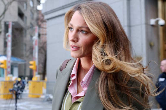 Actress Blake Lively leaves federal court following a court-ordered settlement conference in her civil lawsuit against actor and director Justin Baldoni related to the film "It Ends With Us," in New York on Thursday.