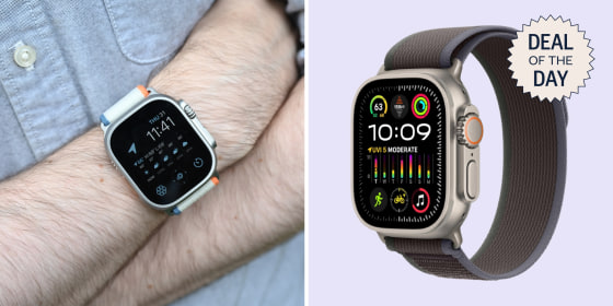 The Apple Watch Ultra 2 has a large screen and a titanium case.
