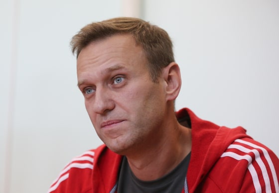 Russian opposition leader Alexey Navalny seen in court in Moscow in 2019.