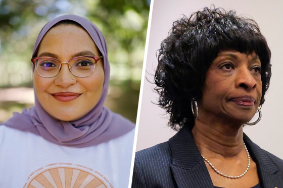 Nida Allam, left; Rep. Valerie Foushee, right.