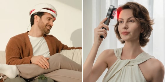 Most red light therapy devices for hair growth come in the form of hats or helmets, though you can also find brushes or wands. 


