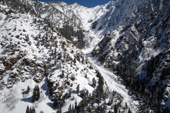 Salt Lake City, UT - April 6: Evidence of a large avalanche fol