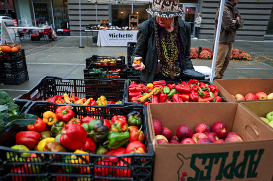 Person shops at farmers market.