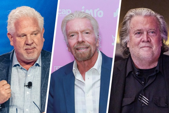 Left: Glenn Beck, Richard Branson and Steve Bannon 