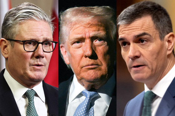 British Prime Minister Keir Starmer; U.S. President Donald Trump; Spanish Prime Minister Pedro Sánchez.