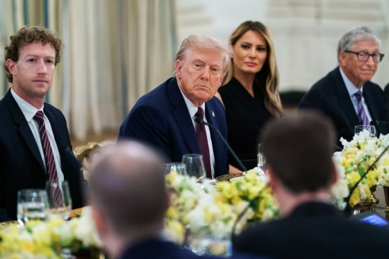 US President Donald Trump, First Lady Melania Trump along tech leaders at the White House.
