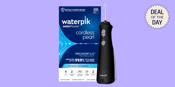 The Waterpik Cordless Pearl gives you up to four weeks of use on a single charge, so you can travel with it as well as use it at home.