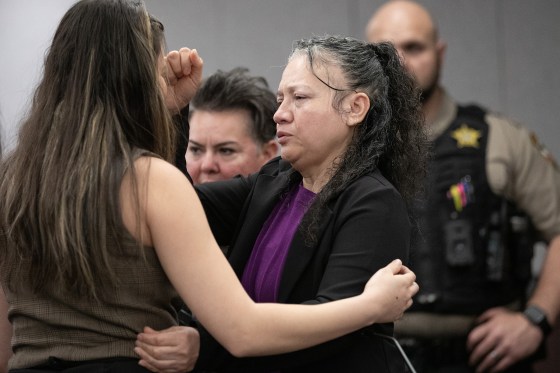 Carmen Mejia embraces her daughter after her exoneration Monday in Austin.