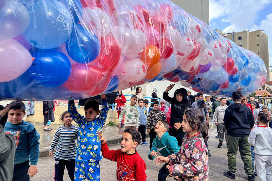Displaced children from southern Lebanon take part in recreational activities.