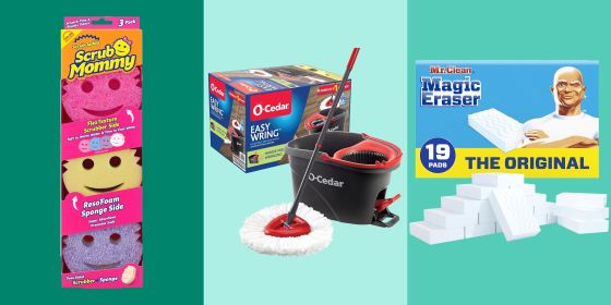 Electric scrubbers, squeegees and microfiber cloths are a few of many cleaning products you can get on Amazon.