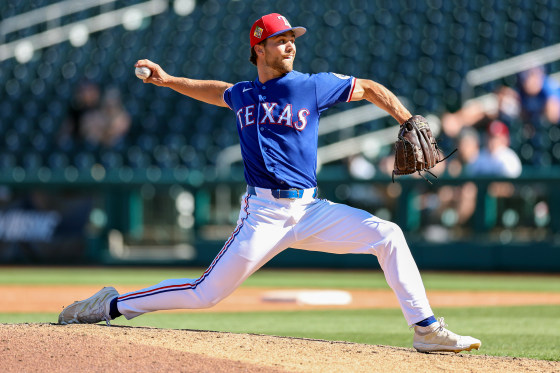 Pitcher Carter Baumler #68 of the Texas Rangers throws during the sixth inning of a World Baseball Classic 