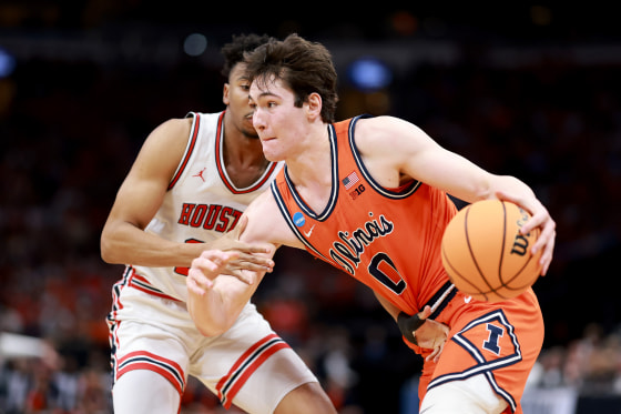 Illinois' David Mirkovic drives to the basket against Houston in the Sweet Sixteen of the NCAA Tournament in Houston on Thursday.