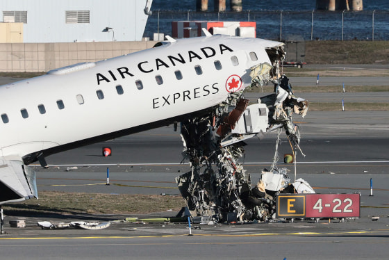 Image: *** BESTPIX *** Air Canada Express Plane Collides With Fire Truck At LaGuardia Airport