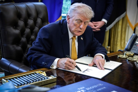 President Trump And VP Vance Sign Documents At The White House