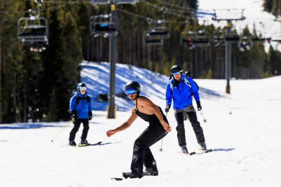 Skiers Hit The Slopes During A Heat Wave In Colorado