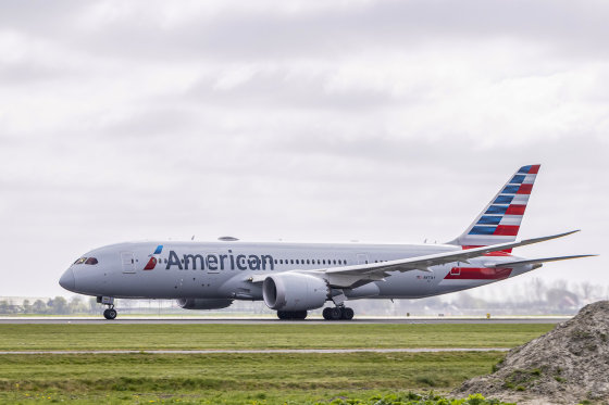 American Airlines Boeing 787 Dreamliner Departs From Amsterdam Schiphol Airport.