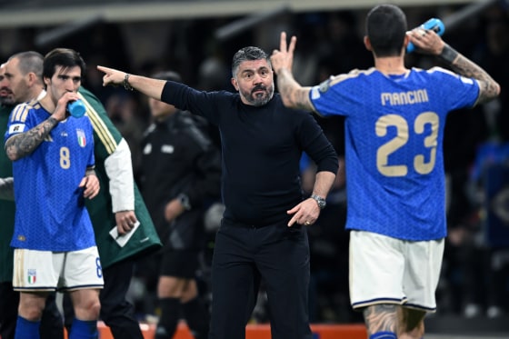 Italy coach Gennaro Gattuso reacts during a World Cup European playoff against Northern Ireland. 