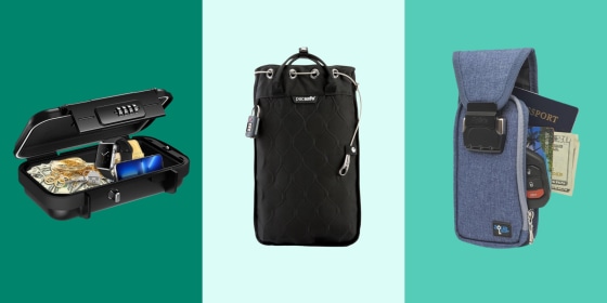 Most travel safes are made from steel or slash-resistant fabric.
