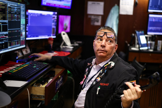 A trader works on the floor of the New York Stock Exchange on April 2, 2026. 