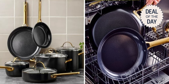 GreenPan’s Reserve cookware set includes saucepans, fry pans and oven-safe lids.  
